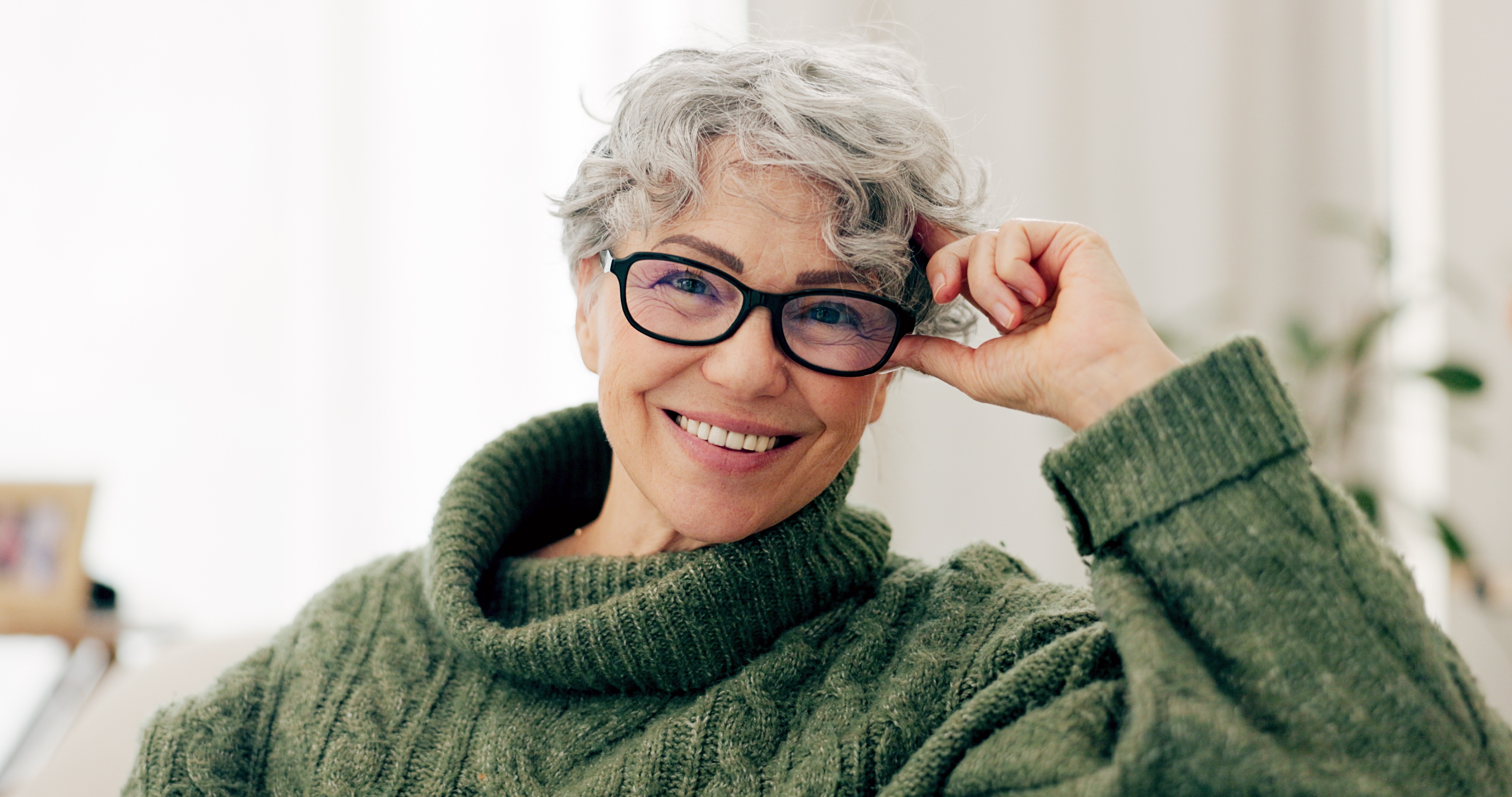 Smiling older woman with short hair